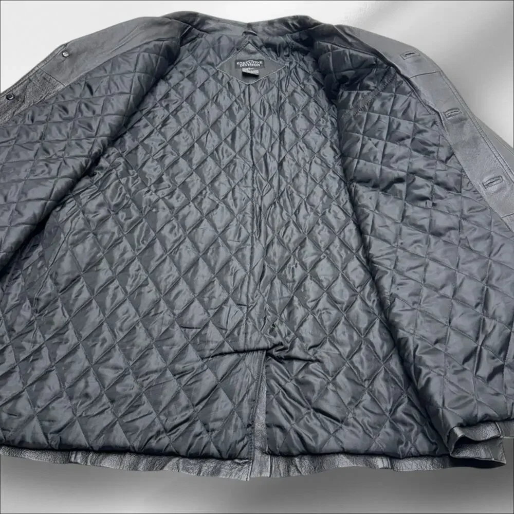 HABAND Men’s XL Black Quilt Lined Leather Jacket